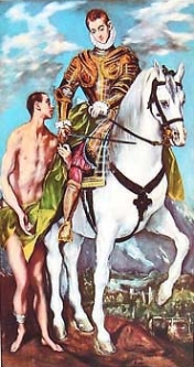 Saint Martin & the beggar by  El Greco